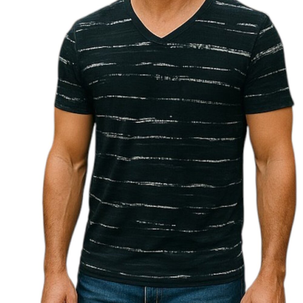 Vince Unisex Marble Black & White T-Shirt Size‎ L 100% Cotton Short Sleeve Tee